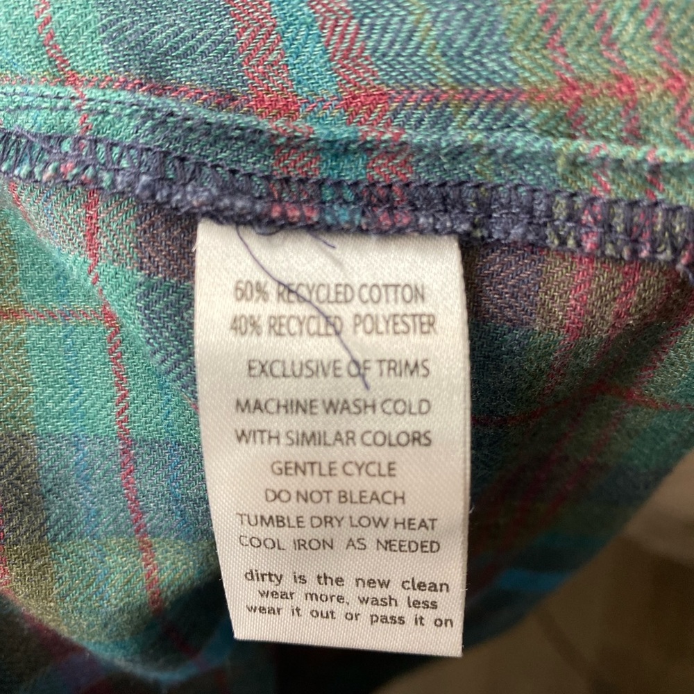 Plaid Button-Front Shirt Dress with Tie Waist - Teal Multi - Picture 11 of 11